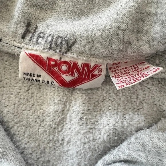 Vintage 80s Pony Full Zip Collar Sportswear Track Jacket size Large Navy Gray - Picture 3 of 7